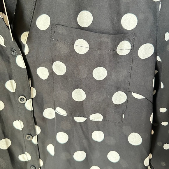 My Michelle Blouse Black/White Polka Dot Button Down Classic Office Large‎ NWT - Picture 4 of 12